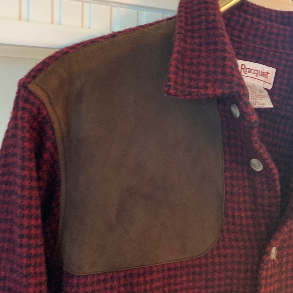 Vintage All Wool & Leather Maroon & Black Shirt Jacket. Immaculate.  Size L